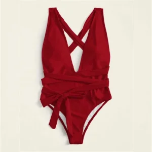 Summer Sexy Women Deep V neck One Piece Fashion Swimwear