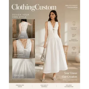 Summer Sleeveless Lace V Neck Waist Cinched Flowy Maxi Dress Elegant Vacation Style Dress OEM Custom Supported