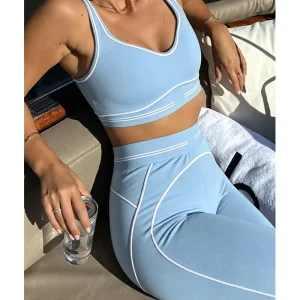 Summer Sleeveless Sports Vest High Waist Hip Lifting Abdominal Tightening Fitness Yoga Suit Set