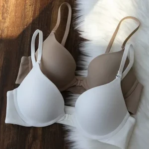 Summer Thin Sexy Women’s Underwear Front Closure Trace Bra Anti-Bacterial Knitted Woven Cup Comfortable Pant Set Solid Everyday