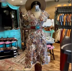 Summer Vintage Ladies Dress Elegant Mid-Length Tunic Lace Empire Print Slim Short Sleeve Plain Dyed Western Style