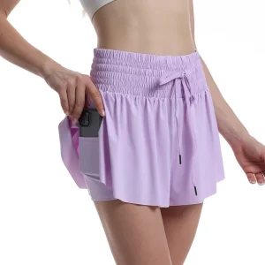 Summer Women Workout Casual Gym Shorts High Waist Loose Polyester Spandex Shorts