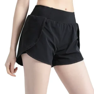 Summer Women’s 95% Polyester 5% Spandex Running Shorts Side Pockets Quick Dry Loose Casual Shorts Fitness Yoga Sports Shorts