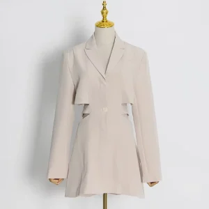 Summer Women’s Fashion Casual Style Blazer New High End Hollow out Long Sleeved Solid Color Suit with Single Button Closure