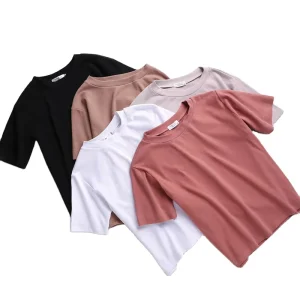 Summer Women’s Loose Short Sleeve Solid Cotton T-Shirt