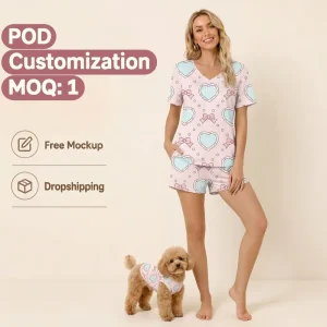 Summer Women’s Sexy White Knitted Pyjamas Set Custom Print Ladies Pajama Suit