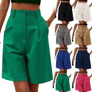 Summer Women’s Shorts Wide Leg Casual Navy Loose Shorts High Waist Fashionable Hot Pants