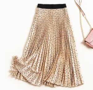 Summer Women’s Skirt Wave Point Pleated Half-body Skirt