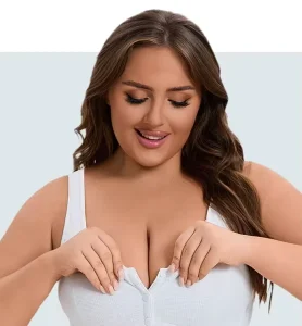 Super Plus Size Women’s Everyday Soft Lace Bra Front Wire-Free Nylon Knitted Underwear Solid Print Front Free Padded
