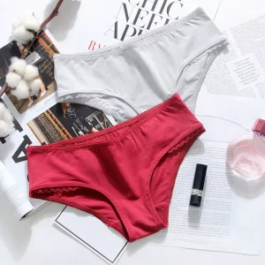 Super Soft Women’s Supima Cotton Bikini Briefs Solid Knitted Underpants Plain Dyed Girls’ Underwear