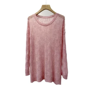 Supplier Custom Spring Summer Comfy Mesh Hollow Out Sweater Lightweight Ladies Female Knit Angora Mohair Sweater for Women
