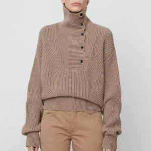 Sweater Custom Designer Knitted Sweater Women High Neck Button Sweater Knitwear Women’s Pullover