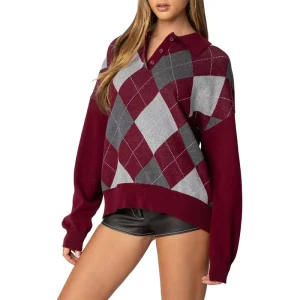 Sweater Custom Designer Knitted Sweater Women Jacquard Sweater Knitwear Women’s Polo Comfortable and Stylish