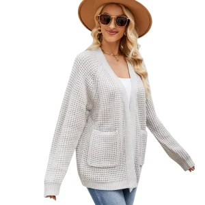 Sweaters Winter Long Sleeve Knitted Cardigan Jacket Women’s Solid Color Fashion Knitted Sweater