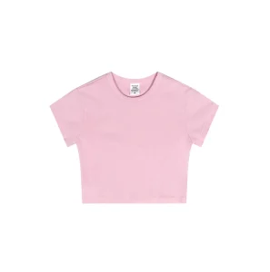 T-shirts 100% Cotton Street Wear Casual 235GSM Solid Color Acid Wash Slim Fit O-Neck Crop Custom Puff Printing Women’s T-shirts