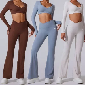 Tall Woman Sportswear Gym Workout Sustainable Activewear 2 Piece Long Sleeve Athleisure Wear Sets for Womens