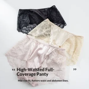 Tang Ge Silk Stretch Satin Mid Waist Lace Breathable ODM Women’s Underwear Mulberry Silk Hip Hugging Comfortable Sexy Thong