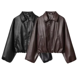 Temperament Women’s Printed Eco-Friendly Breathable Autumn New Fashion Simple Elegant Lapel Pilot Jacket 4341736