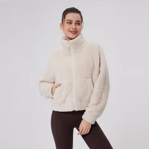 Thermostatic Warm Windproof Women’s Fleece Zipper Jacket for Spring Outdoor Yoga