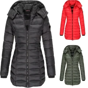Thick Waterproof Windproof Outdoor Women’s Quilted Jacket Cotton Mid Length Coat Long Slim Warm Hooded Breathable