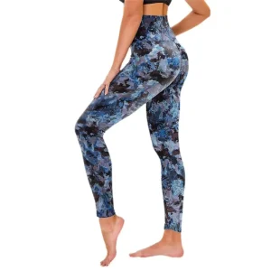 Tie Dye High Waist Gym Sport Yoga Pants for Women Breathable Knitted Fabric Casual Daily Wear