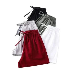 TongRui Plus Size Customizable Women’s High Waist Loose Fit Cotton Linen Cargo Shorts with Windproof & Breathable Features