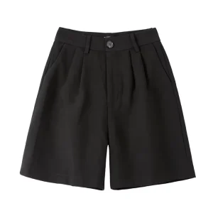 Tongrui New Design Quality Black Plain Side Pocket Casual High Waist Shorts for Women