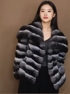 Totoro inspired Loose Short Women’s Vintage Striped Fluffy Eco Friendly Coat Winter