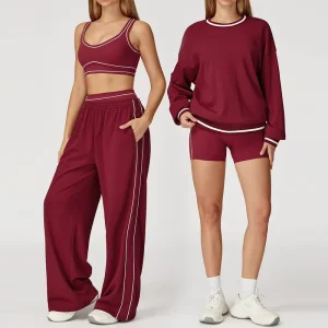 Training & Jogging Wear Casual Color-Blocking Sweatshirt Set Comfortable Versatile Women’s Outdoor Fashionable Sportswear Set