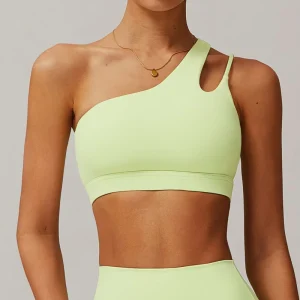 Training Slim Fit Ultra Soft Breathable One Shoulder Strap Beauty Back Crop Top for Women