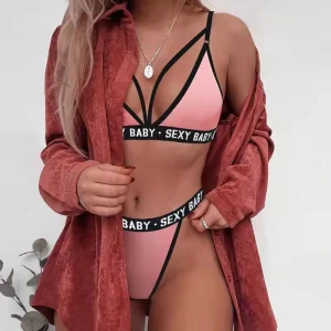 Transparent Triangle letter Bikini Swimsuit Sexy Lingerie Set for Women Underwear Set Sexy Brief Sets for Woman