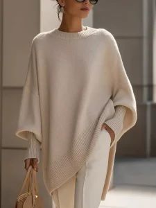 Trend Autumn Collar Pullover COTTON Sweater Women’s Korean Monochrome Loose