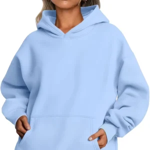 Trendy Queen Womens Oversized Hooded Pullover Long Sleeve Fleece Sweatshirts with Pocket for Winter Fall Clothes