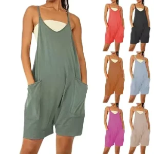 Trendy Vacation Wear for Women S5XL Loose Fit Casual Summer Rompers Sleeveless Shorts Jumpsuit