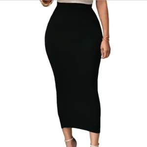 Trendy Womens Elegant Pencil Long Skirts Leisure Home commuter Skirt Black High Waisted Bodycon Maxi Skirts