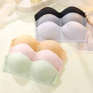 Tube Top Underwear Women’s Wireless Strapless Bra Non Slip Small Chest Push Up Student Seamless Summer Thin