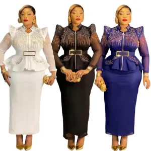 Two Piece Set Plus Size Women’s Clothing Sexy High Quality Traditional African Dress Oversize Big Ass in Evening Night Dress