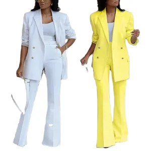 Two Piece Women’s Set Yellow Red Women Suit Blazer and Pants Set for Women Formal Suit Office Lady Carrier Work Wear Outfit