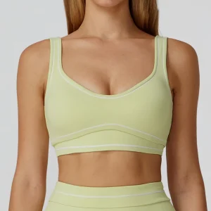 Two Tone Sport Women’s Workout Activewear High Support Plus Size Breathable Four-Way Stretch Gym Top Nylon Bra