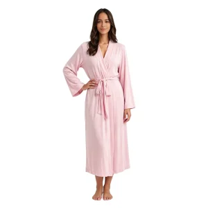 Ultra Soft Modal Kimono Robe For Women Lightweight Breathable Long Bathrobe Knit Loungewear Sleepwear With Waist Tie