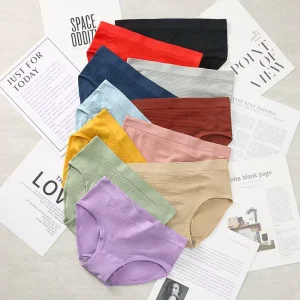 Underwear Seamless Underpants for Women Pure Soft Briefs Mid Waist Briefs Lingerie