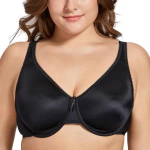 Underwire Support Plus Size Bra Women’s Breathable Smooth Unlined Full Coverage Underwire Bra