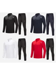 Unisex Half Zip Tracksuit Solid Color Quick Dry Breathable Sports Suit Outdoor Morning Running Gym Training Clothes