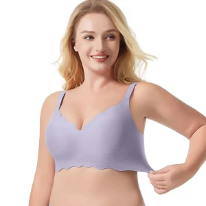 Unmarked Women’s Plus Size Wire-Free Bra Solid Pattern Top Thin and Bottom Thick Without Steel Rims Lifting Top