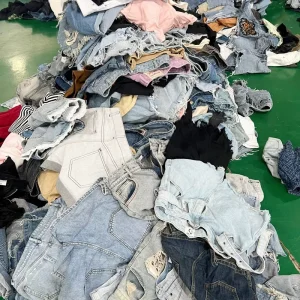 Used Women High Waist Denim Short Jeans Bulk Second Hand Jeans Fashion a Grade Mixed Sizes Supplier
