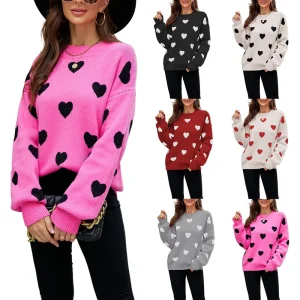 Valentine’s Day Love Pullover Women’s Knitwear Women’s Large Loose Sweater