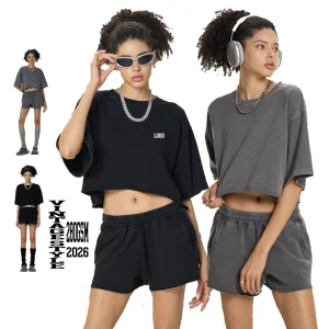 Vintage Streetwear t shirt Women’s Clothing Summer High Quality Women Crop top Fashionable Washed t shirt
