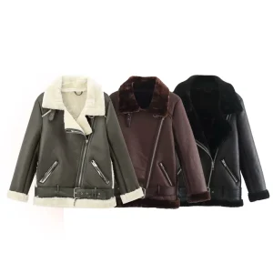 Vintage Women’s Double-Sided Zipper Long-Sleeved Jacket Casual Lapel Design XS Size Print Autumn Winter