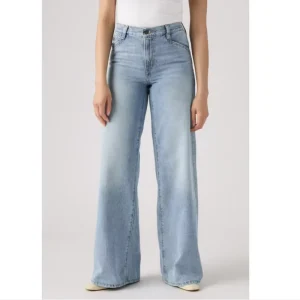 Vintage Y2K Summer Breathable High Waisted Loose Fit Streetwear Women’s Wide Leg Light Blue Denim Jeans Full Length Casual Retro