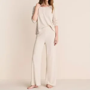 Waffle Pyjama Set for women long sleeve Loungewear bamboo cotton women’s Henley Shirt and pant Sustainable womens Pajamas